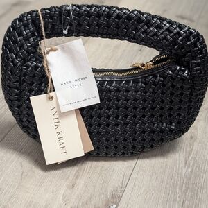 Antik Kraft Elegant Black Woven Shoulder Bag